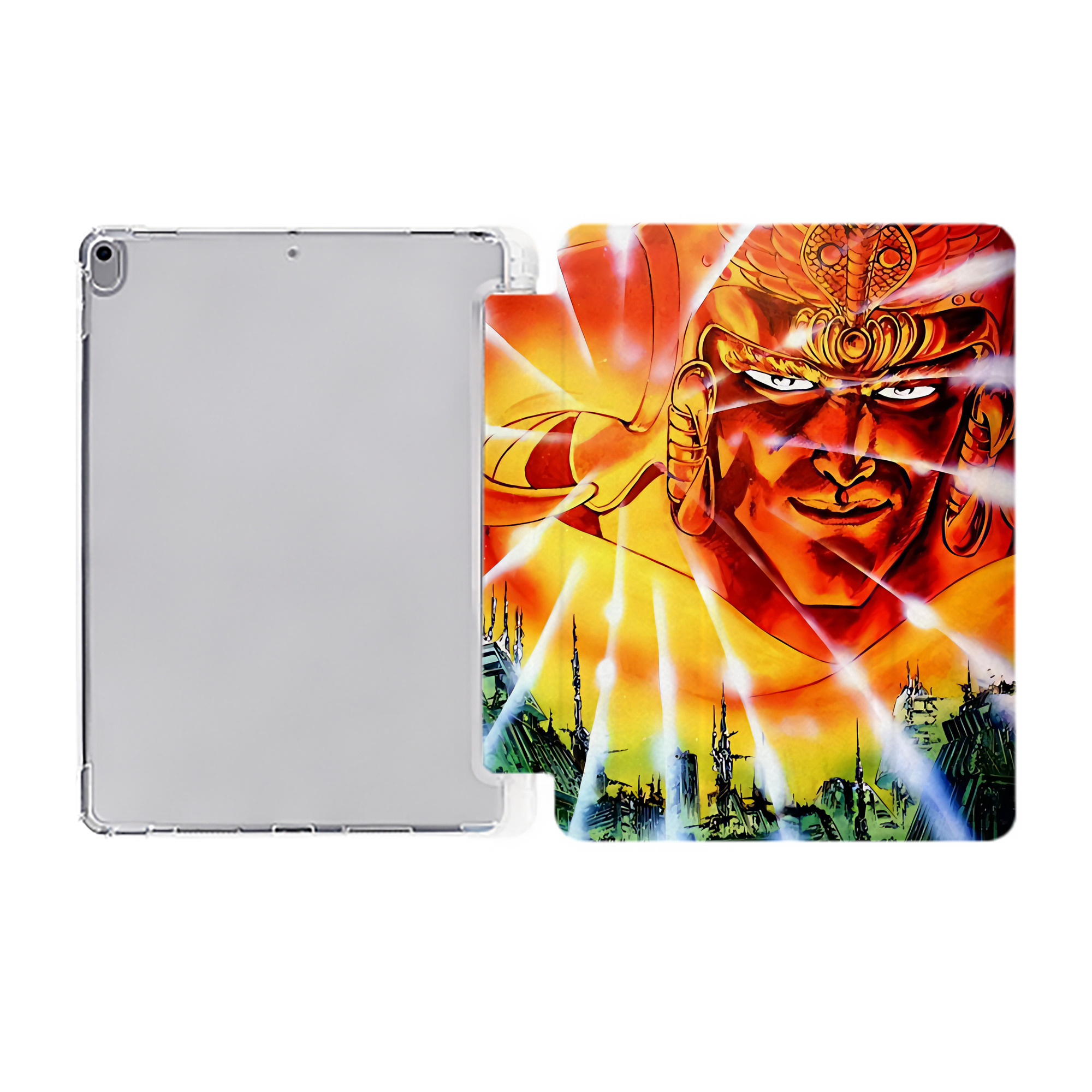 （画像用） 北斗の拳 Fist of the North Star IPad ケース ペン収納付き 三つ折りスタンド PUレザー×シリコン 対応機種9.5/10.5/10.9インチ